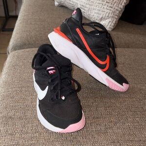 Gently Loved Nike Kids Black, Red and Pink Sneakers